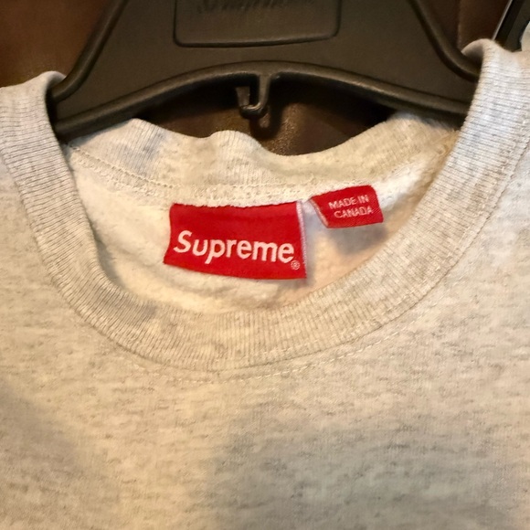 Supreme Logo Heather Grey Crew Sweatshirt Small - Picture 4 of 7
